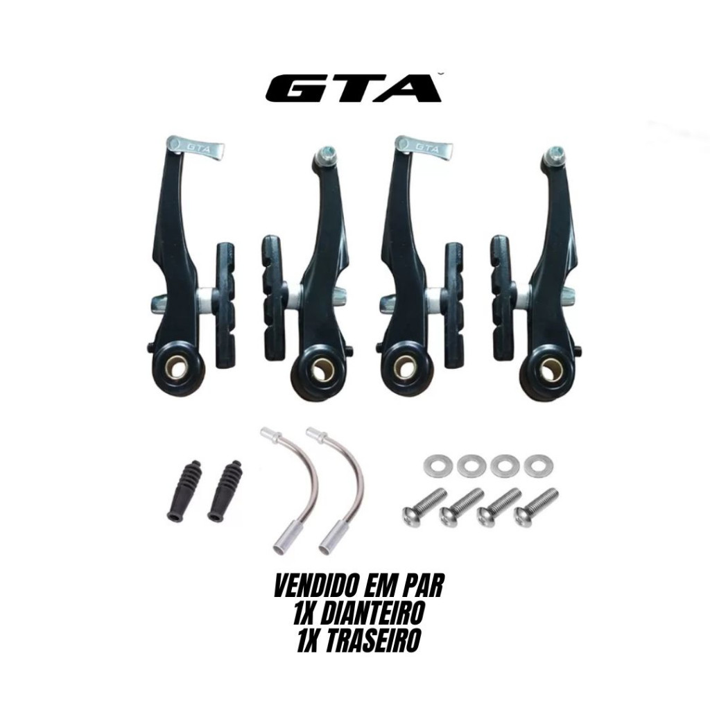 Freio GTA v-brake alumínio Dianteiro e Traseiro preto orbital sapata 60mm em Oferta na Shopee
