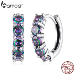 Brincos De Prata Esterlina 925 Bamoer Com Design De Reflexão Colorida Joias Presente Feminino