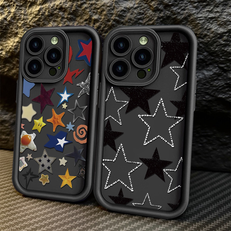 Capinha Capa de Anti queda fosco Padrão estrelas coloridas Aplica se a Redmi A2 A3 10C 12C 13C 14C Note 10 11 12 13 Case em Oferta na Shopee