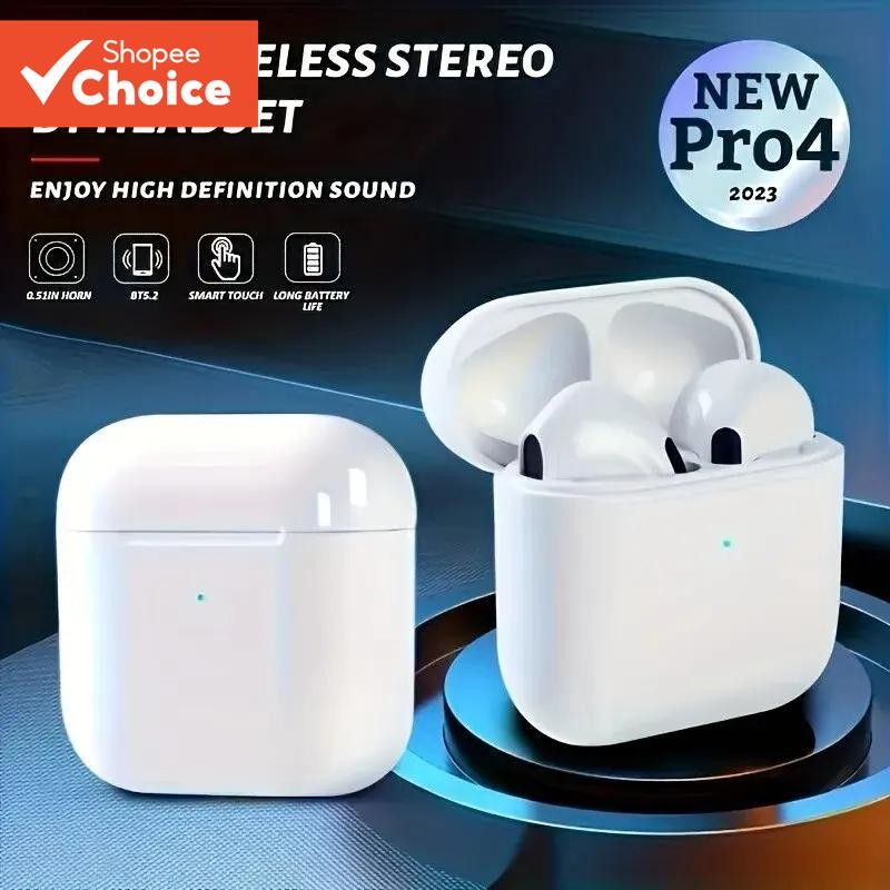 Pro 4 Fones De Ouvido Sem Fio Bluetooth Mini Redução Ruído Som Alta Qualidade Transparente