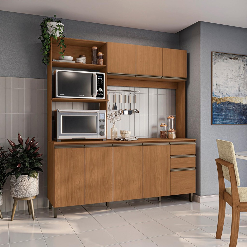 Cozinha Compacta Luna Kappesberg 3 Peças Canela 192,5cm - Home & Living