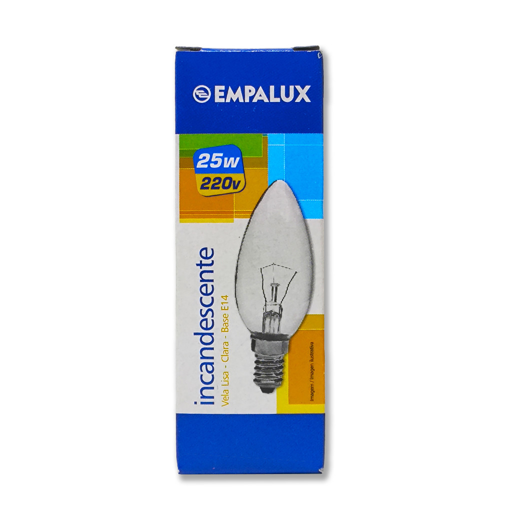 Detalhes do Kit 10 Lâmpadas Incandescente Vela 25W 220V E14 Clara- IC22514