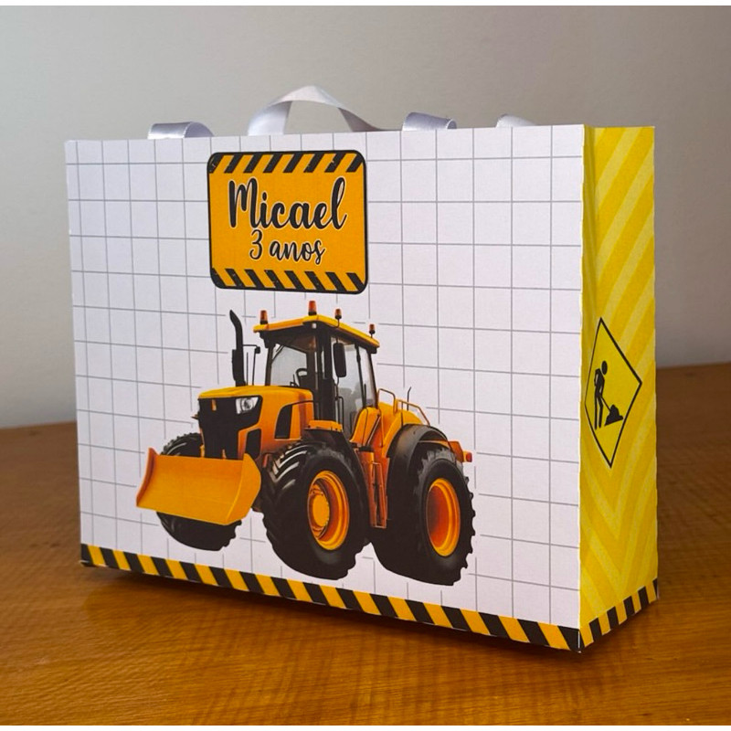 Kit Sacolinhas Surpresa TRATOR CONSTRUÇÃO - Personalizada - Pegue e Monte - Lembrancinha Festa