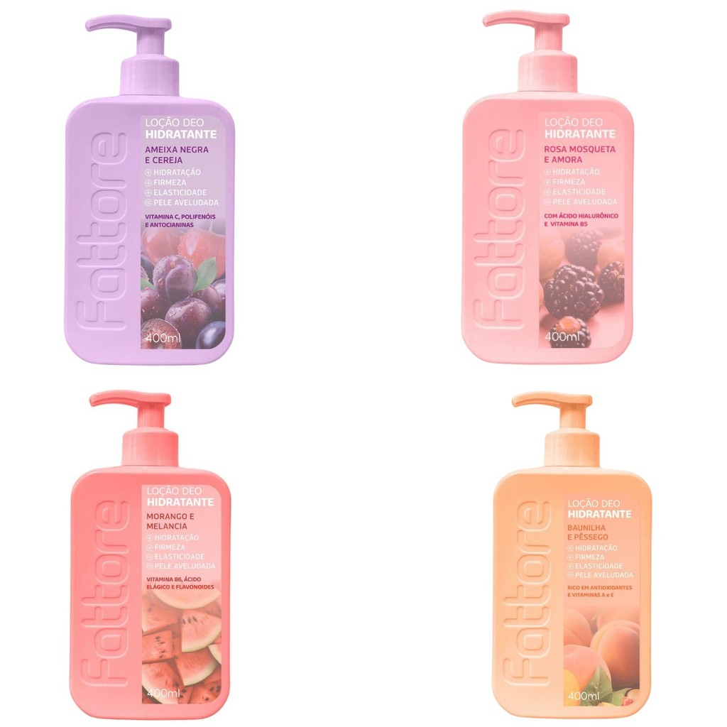 Hidratante Corporal Fattore 400ml Loção deo – Rosa Mosqueta, Morango, Ameixa ou Baunilha em Oferta na Shopee