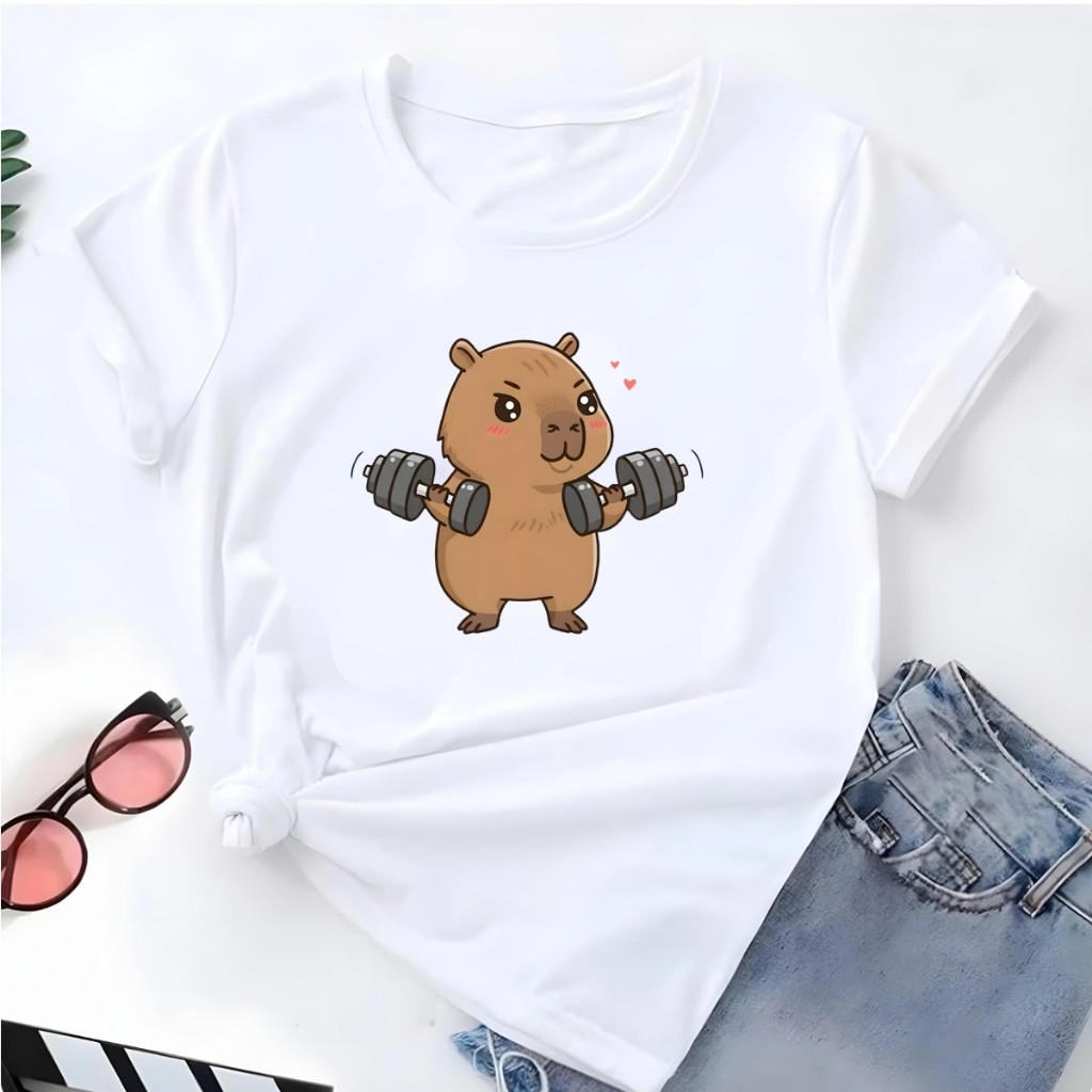 Blusa T-shirt Linda Camiseta Feminina Capivara Academia Gym Camisa