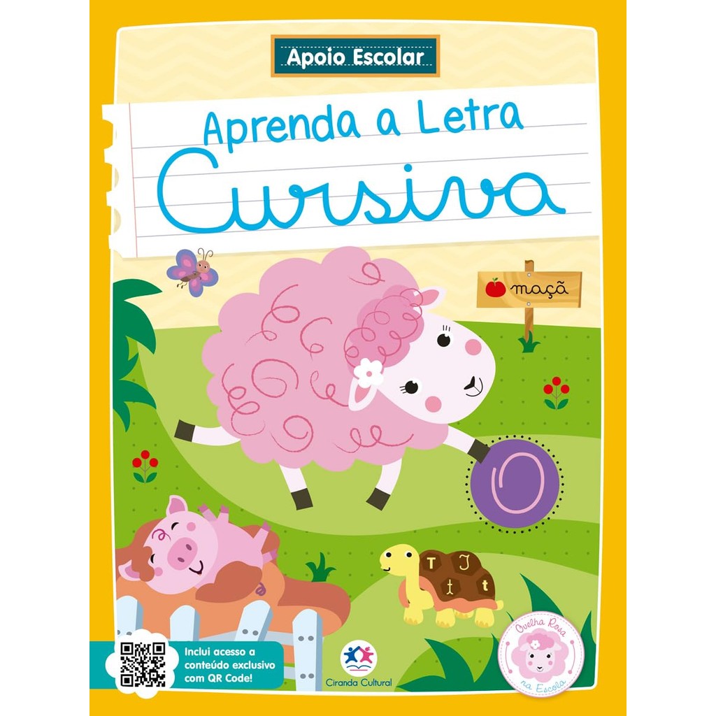 Apoio Escolar | Aprenda a Letra Cursiva: Ovelha Rosa na Escola em Oferta na Shopee