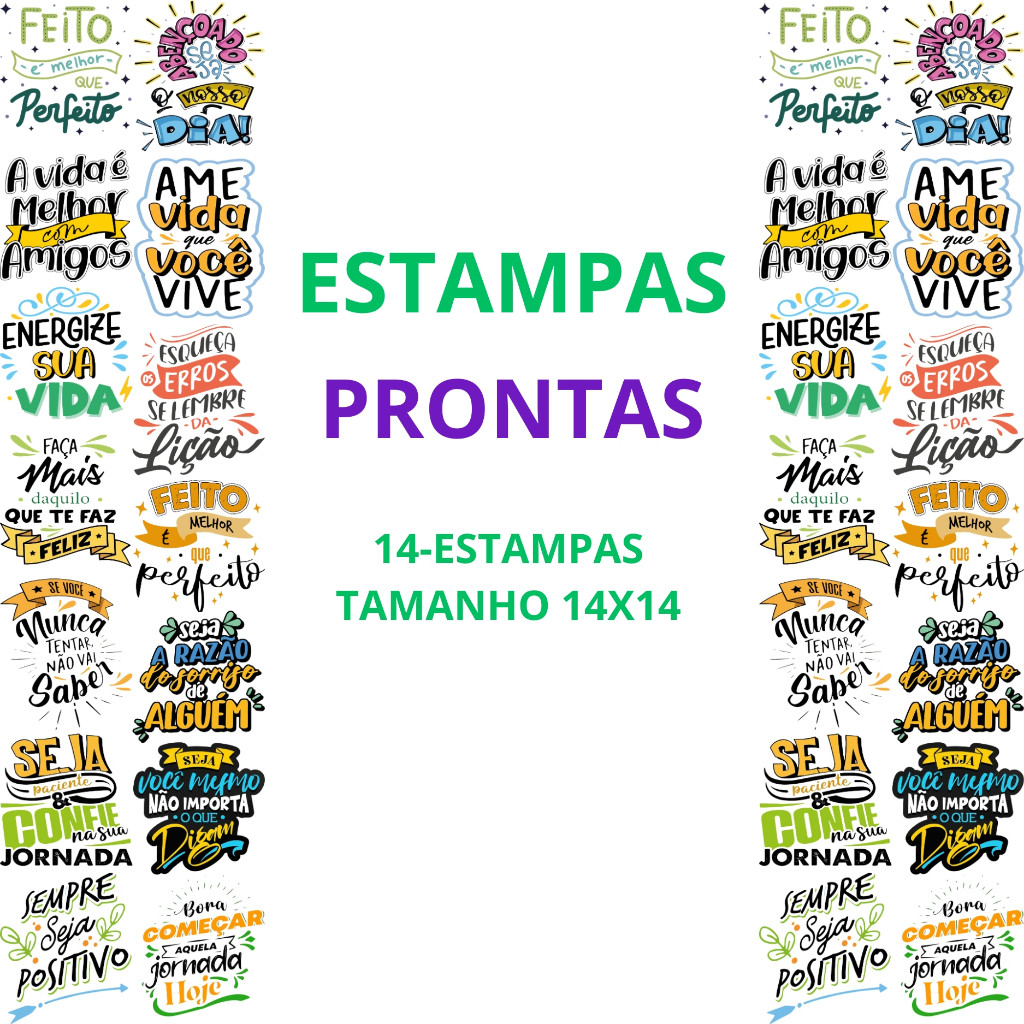 DTF Impressão Com Estampas Prontas Para Camisetas e Tecidos Desenhos Frases 14 Estampas 14x16 Promoção