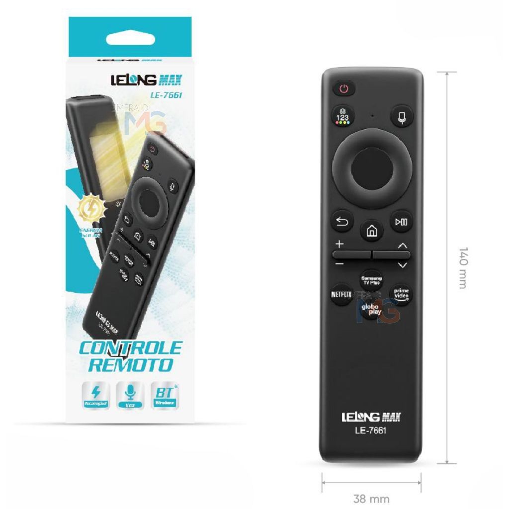 Controle Remoto Smart TV Solarcell para TV Samsung UN43CU8000 Voz e Placa Solar