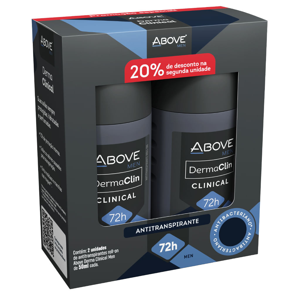 Kit Desodorante Roll On Above Derma Cinical Men Com 2 Unidades 50ml - Beauty