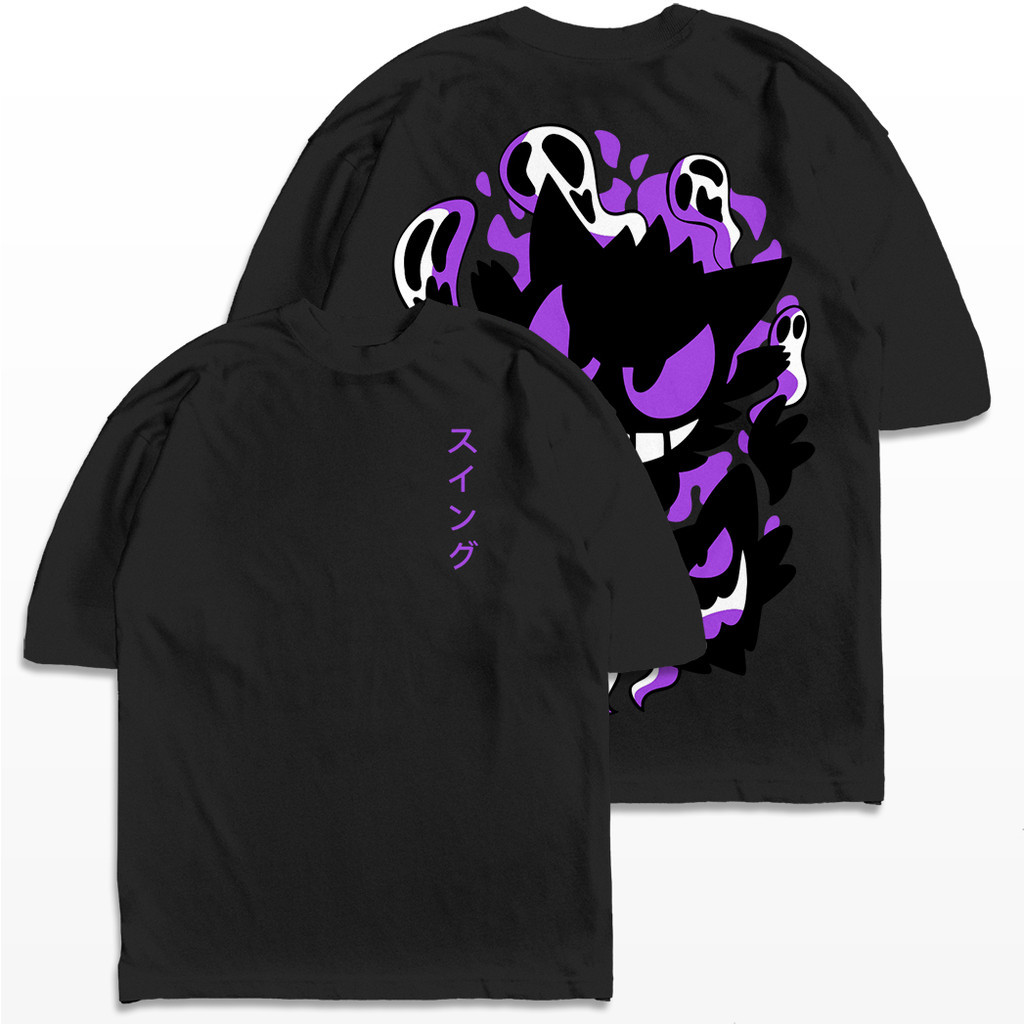 [Camiseta Premium em Algodão Puro]SISI Camiseta Oversized Gengar Evoluções Anime Pokemon Camisa Unissex em Oferta na Shopee