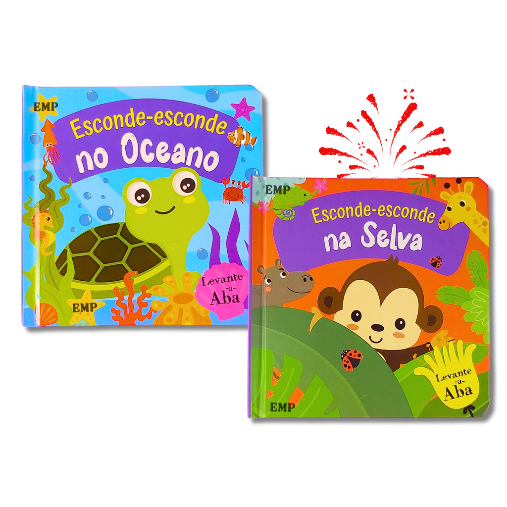 Kit 2 Livros Infantil Esconde-Esconde Selva e Oceano