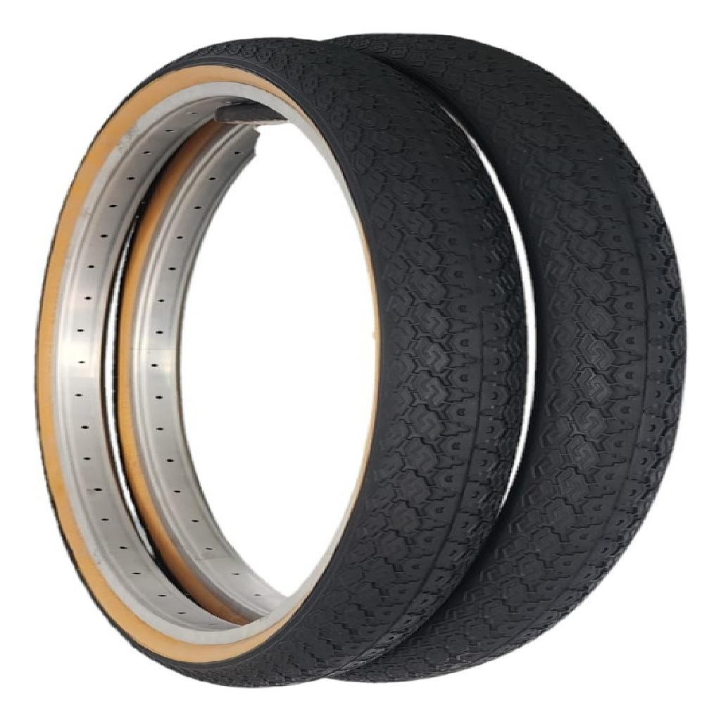 Par Pneu 26x1.1/2x2 Kenda Faixa Bege Poti Monark Barra Forte - Sports & Outdoors