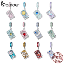 Bamoer 925 Prata Esterlina Charme Misterioso Retro Tarô Acessórios Pingente DIY Para Pulseira Presentes