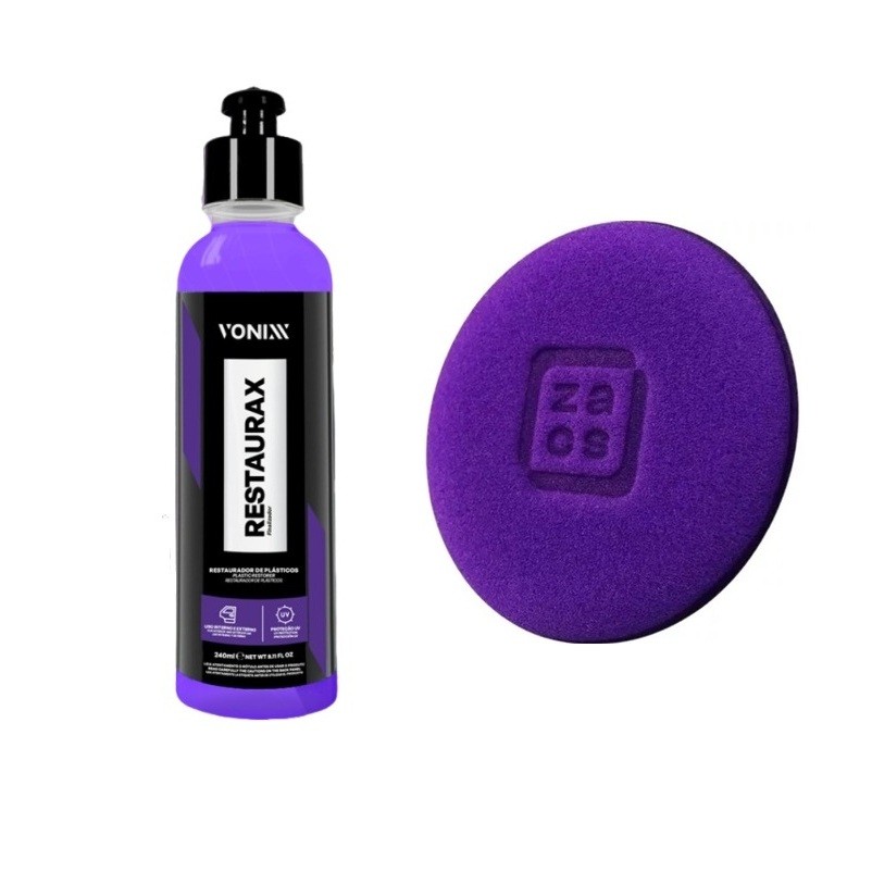 Restaurax Restaurador de Plásticos Vonixx 240 ML + Aplicador de Espuma ZACS em Oferta na Shopee