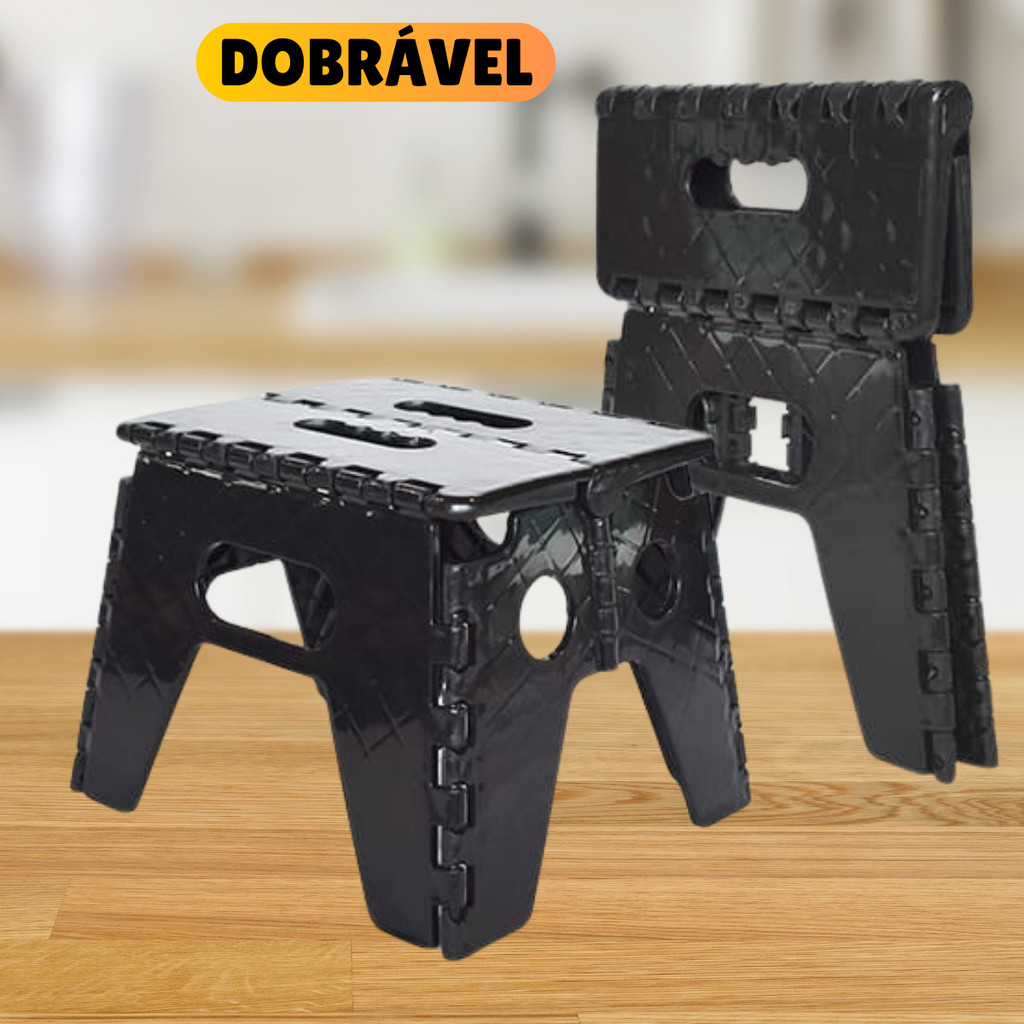 Banquinho Dobrável De Plástico Pequeno Reforçado Até 100kg em Oferta na Shopee