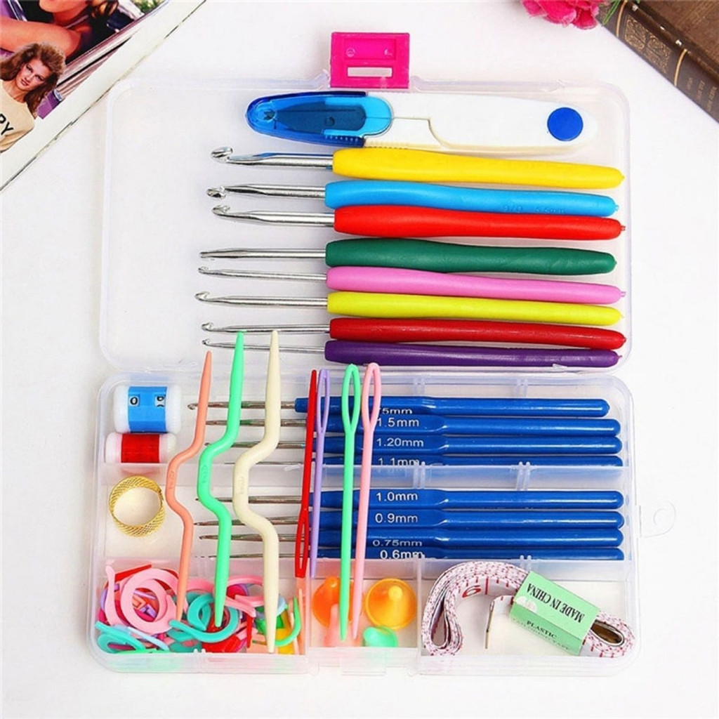 Kit Crochê Iniciante Completo 49 Peças Agulha Soft Anatômica Profissional Lanmax Estojo Organizador