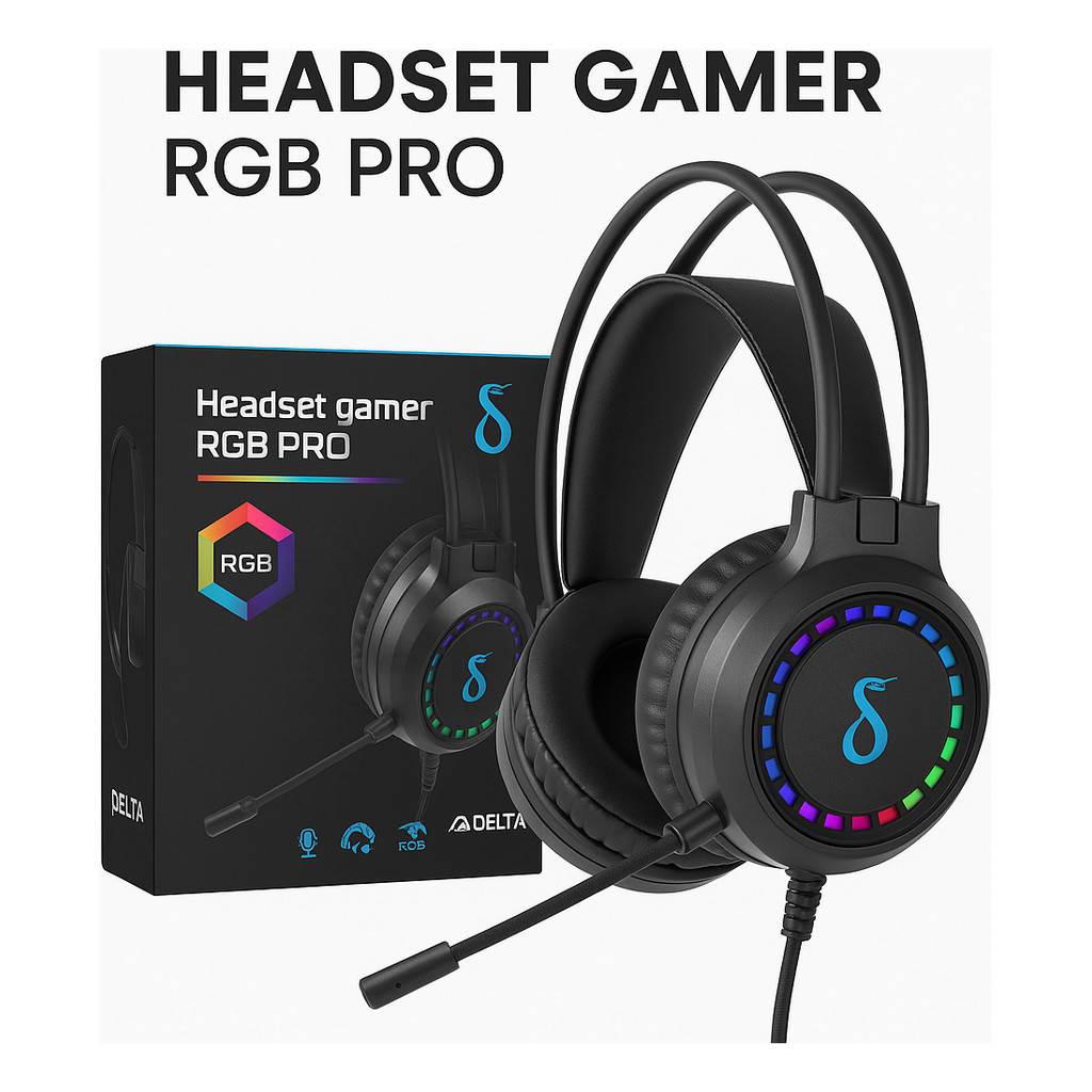 Headset Fone Gamer 3d Surround Usb Com Fio Rgb Delta-f5232