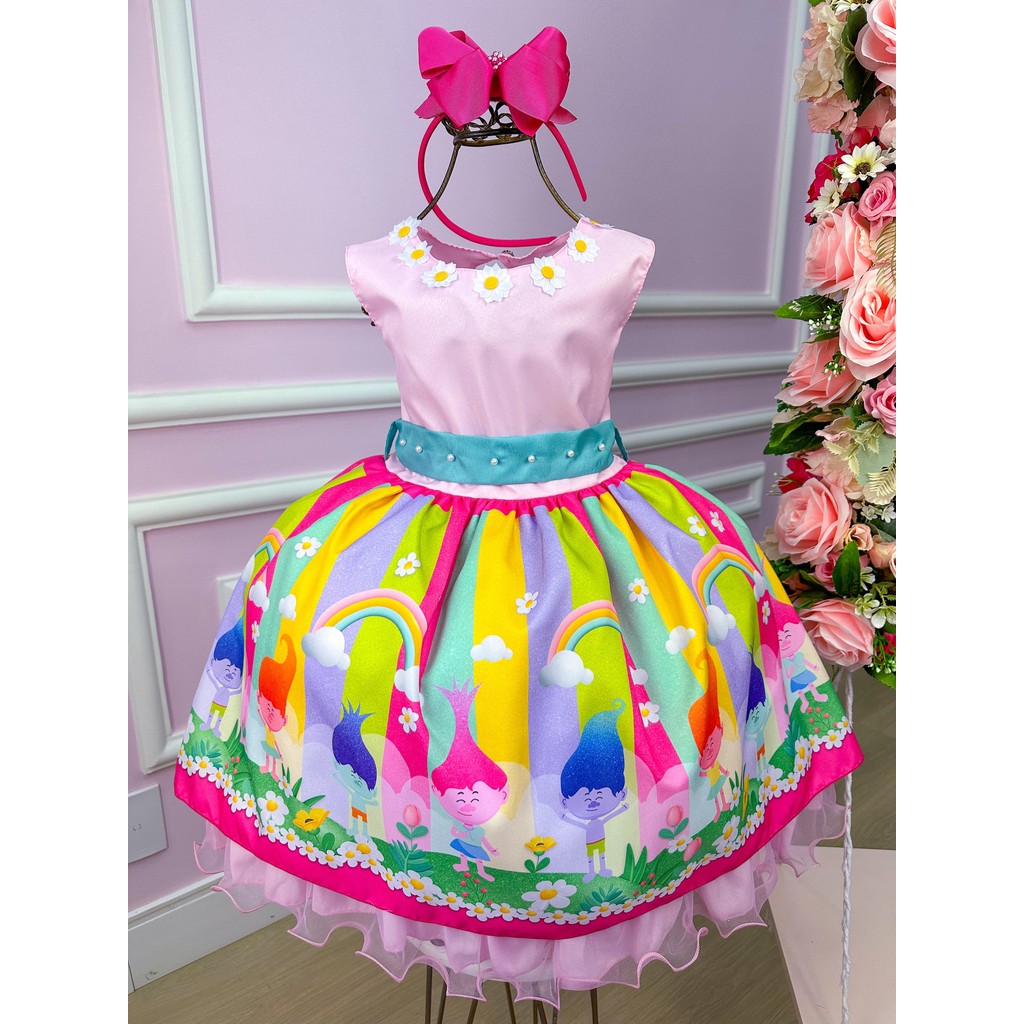 Vestido Tematicos Luxo Trolls