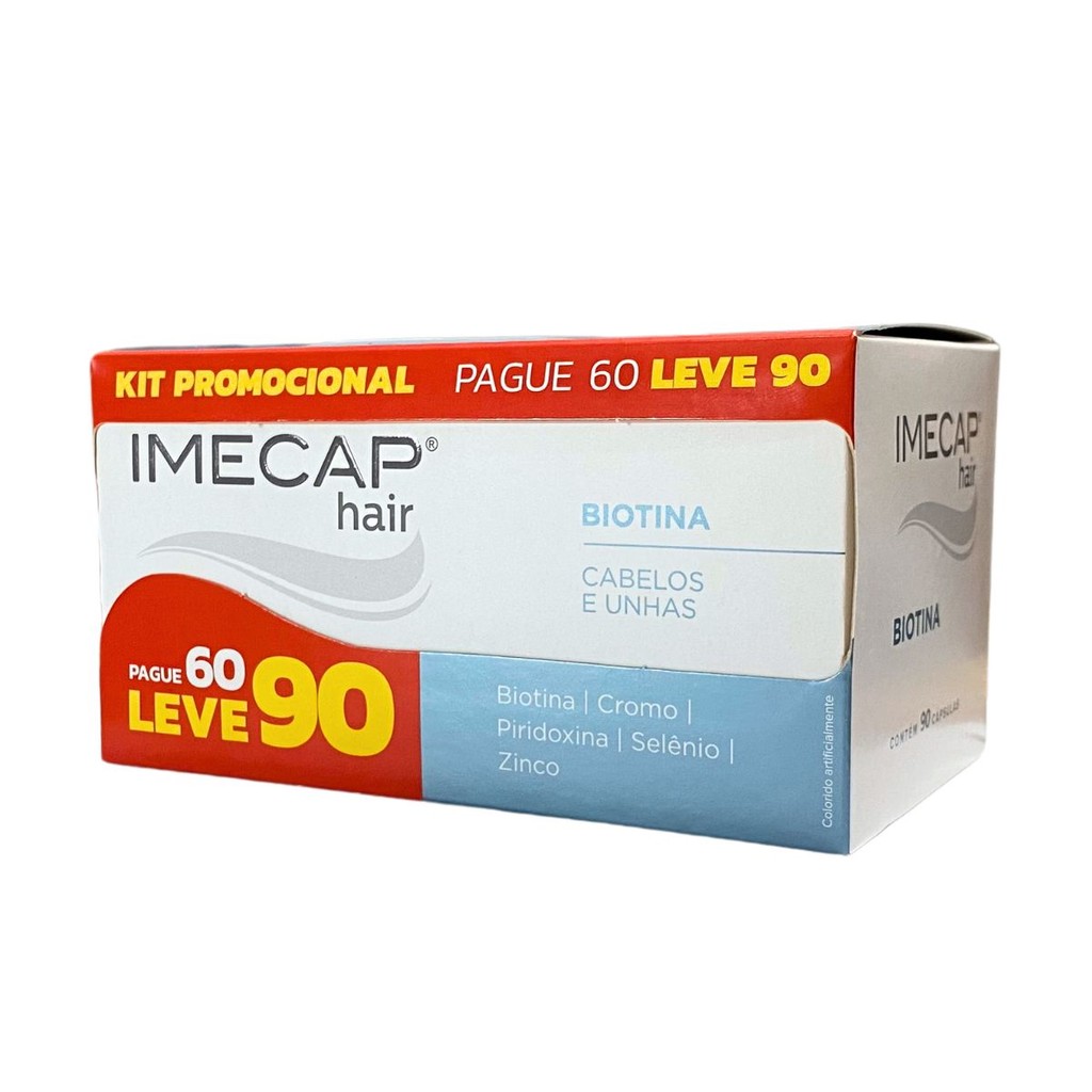 Pack Imecap Hair Fortalece Cabelos e unhas Biotina 90 Capsulas