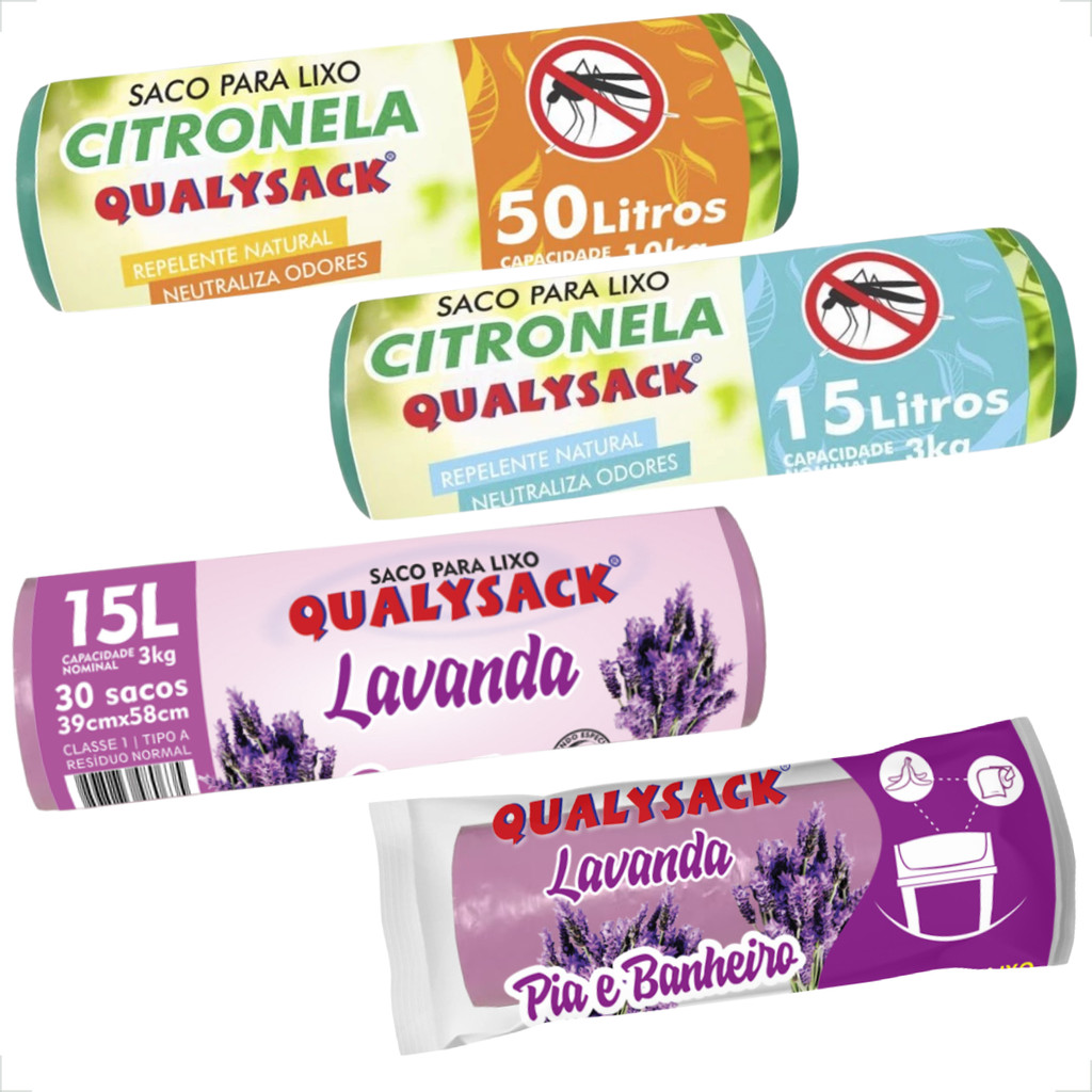 Saco de Lixo Aroma Lavanda e Citronela 10, 15 e 50 Litros - Qualysack - Home & Living