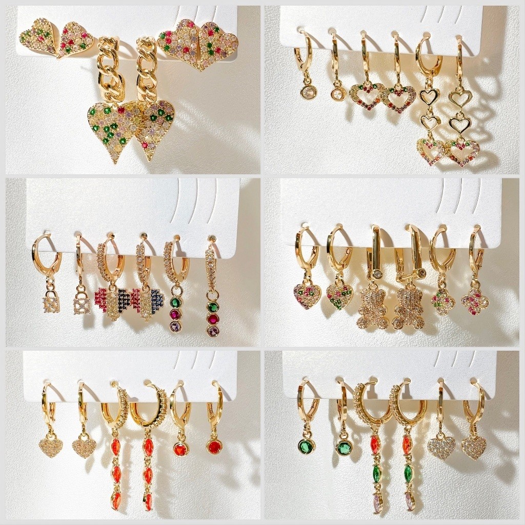 Conjunto Elegante Brinco Com Argola De Ouro e prata Coração Brincos De Para Mulheres Joias Acessórios em Oferta na Shopee