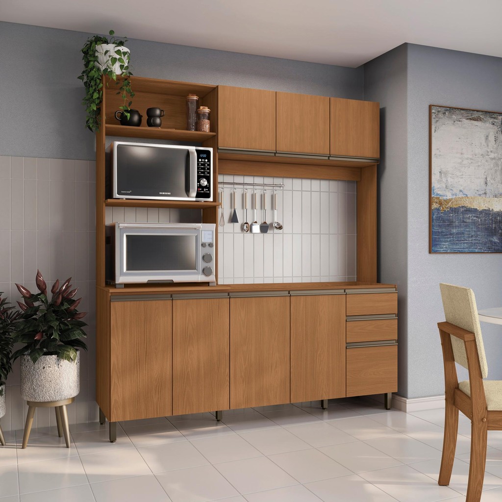 Cozinha Compacta Luna sem Tampo e Pia Kappesberg 3 Peças Canela