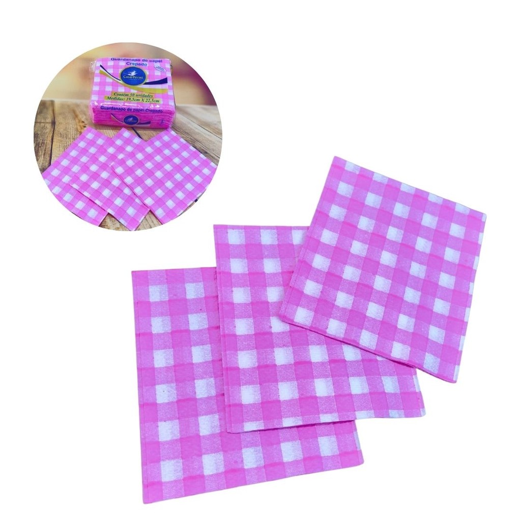 300 GUARDANAPO FESTA JUNINA 19,5X22,5 XADREZ ROSA FESTA JUNINA 2025