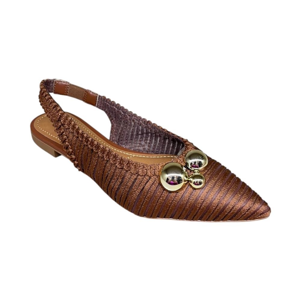 SLINGBACK FEMININO VALENTINA BICO FINO TRAMADA ORIGINAL