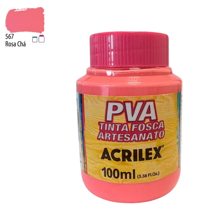 Tinta Fosca Artesanato PVA 100ml - Rosa Chá - 1 unidade - Acrilex - Rizzo