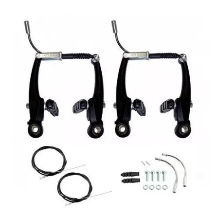 Freio V-brake de Nylon Preto para Bike Bicicleta Completo C/ Cabos e conduite resistente promoção em Oferta na Shopee