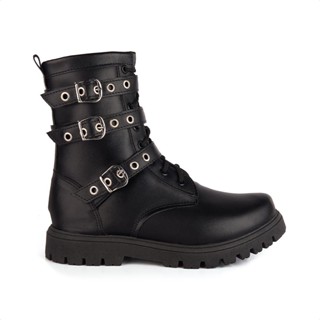 Coturno Infantil Cano Alto Fivelas Sola Tratorada Menina Fashion em Oferta na Shopee