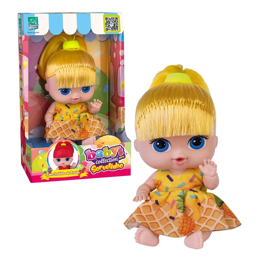 Boneca Babys Collection Mini Sorvetinho Abacaxi Super Toys Brinquedo Infantil Bebê Presente Menina