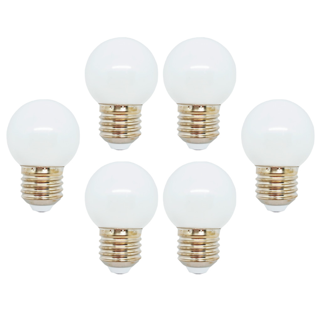 6 UNIDADES 127V BRANCO QUENTE LAMPADA MINI BULBO LED BASE E27 BLBP-1W em Oferta na Shopee