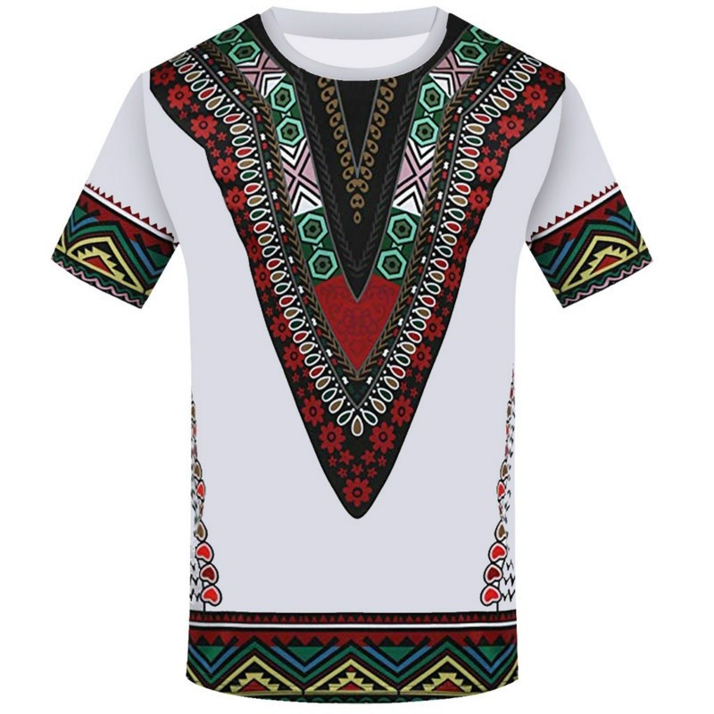 Verão Novo Estilo Venda Quente Camiseta Masculina 2023 Dashiki Camisa Decote Impresso Nacional Africana Roupas Africanas
