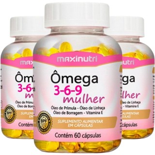 KIT 3X ômega 3,6,9 Mulher (Linhaça, Prímula e Borragem) +  Vitamina E 60 cápsulas Maxinutri em Oferta na Shopee