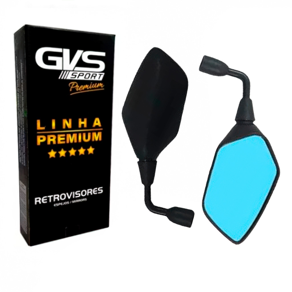 Par Retrovisor GVS XRE 300 Fixo Rebaixado 90° Haste Curta Lente Convexa Azul em Oferta na Shopee