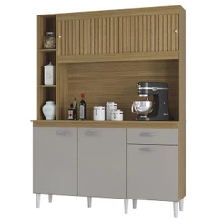 Cozinha Kit Duda 140 Cm Damasco Ripado Off White- Poquema