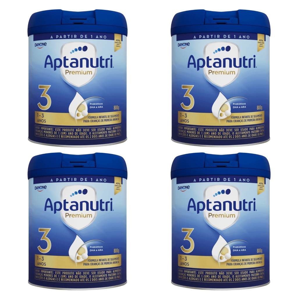 Kit com 4 Fórmula Infantil Aptanutri Premium 3 - 800g