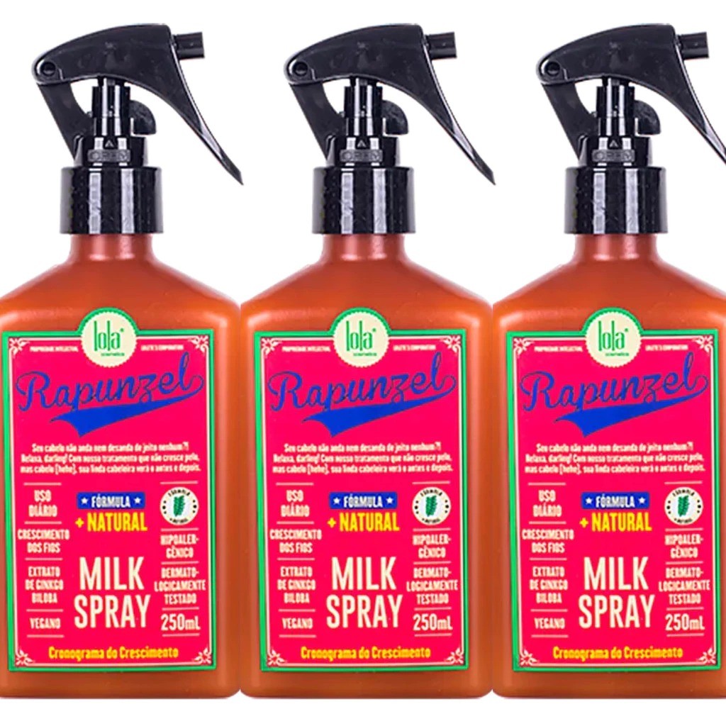 Kit Com 3 Leave-In Lola Cosmetics Rapunzel Milk Spray 250ml