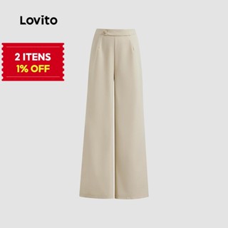 (Trendy) Lovito Calça Casual De Verão/Primavera Com Zíper E Bolso Para Mulheres L123ED195 em Oferta na Shopee
