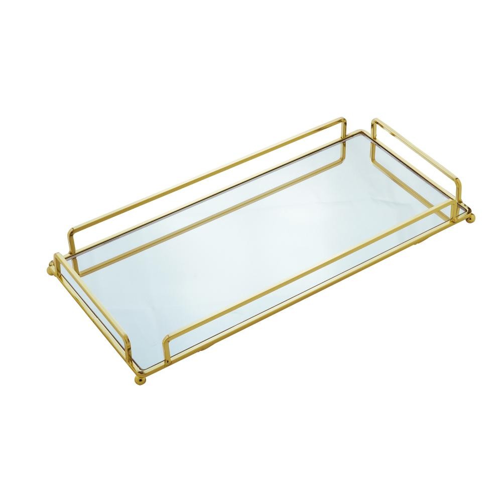 Bandeja Wolff Dourada Metal 36x20x5cm Decoração Moderna e Funcional · foto 2