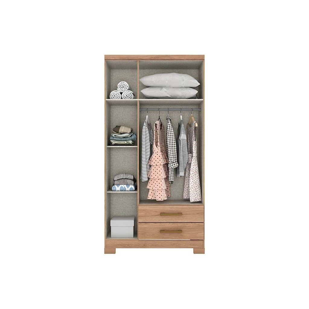 Detalhes do Guarda Roupa Solteiro 3 Portas (2 c/ Espelho) e 2 Gavetas c/ Pés Açaí DA133 Branco - Henn