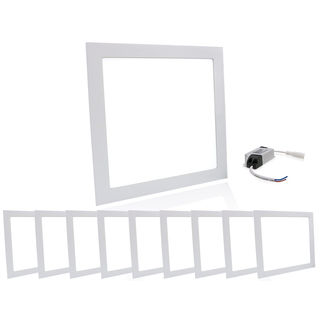 Kit 10 Led Painel Plafon Embutir 25w Quadrado Branco Frio