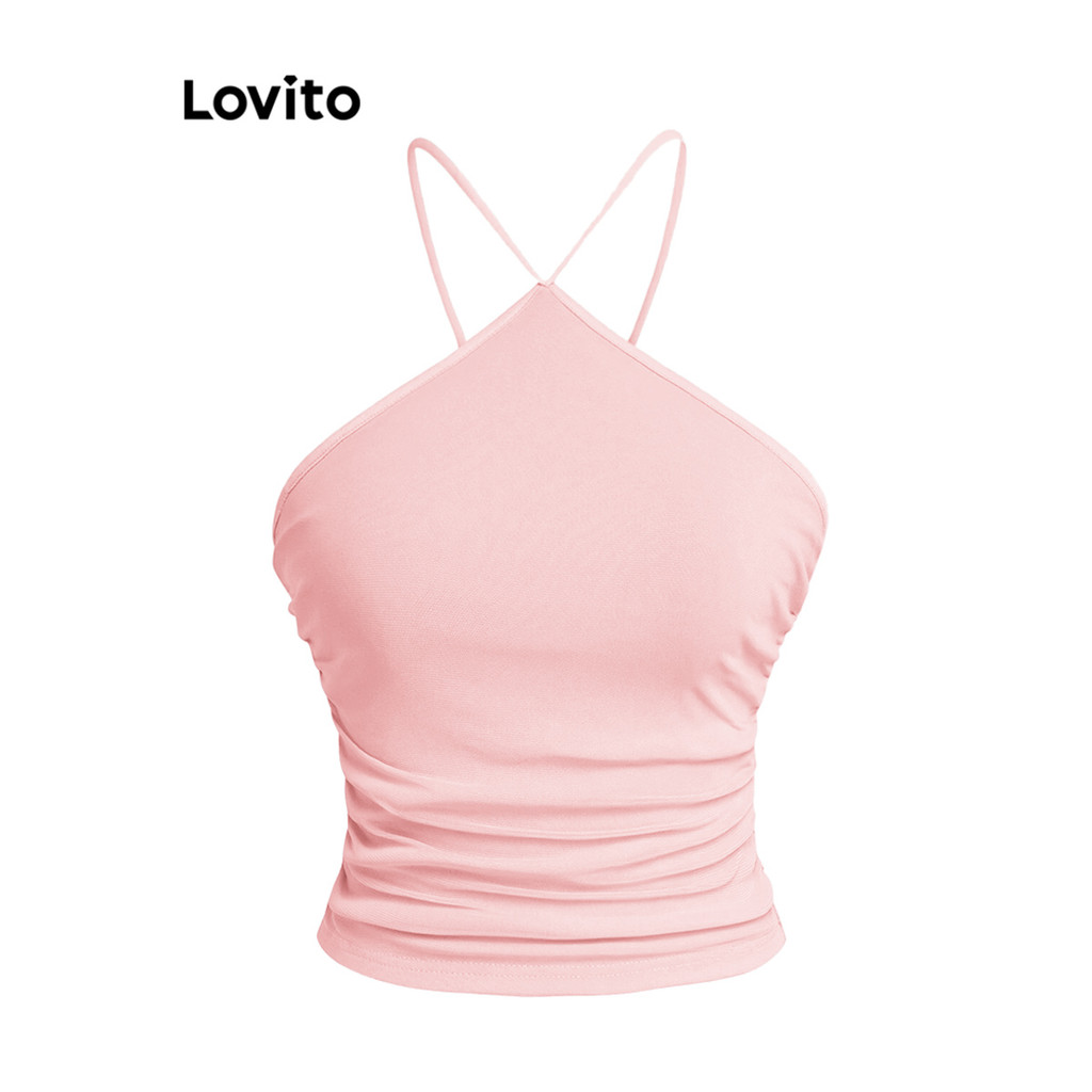Lovito Linda blusa plissada lisa para mulheres L87ED125 - Women Clothes