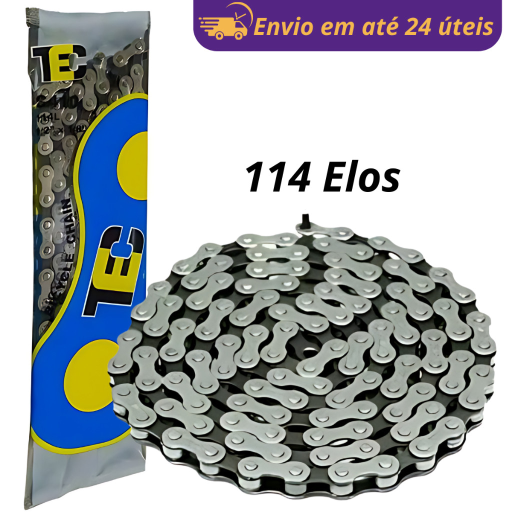Corrente de Bicicleta Grossa TEC 114 Elos Para Bike Sem Marcha BMX Beach C410 em Oferta na Shopee
