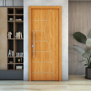 Folha de Porta de Madeira Frisada 210x80 Espessura 3,5cm Valuchi Natural em Oferta na Shopee