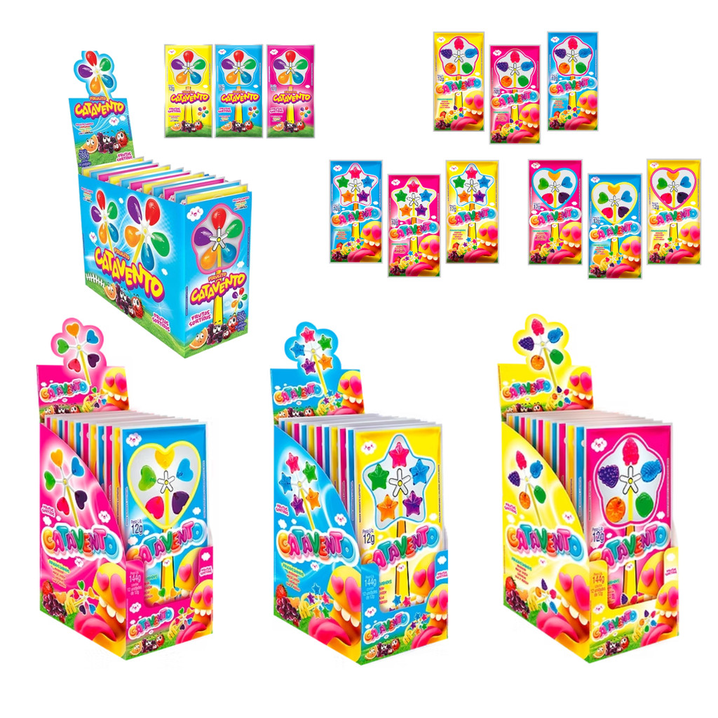 Pirulito Catavento Display 144g Com 12 Unidades de 12g em Oferta na Shopee