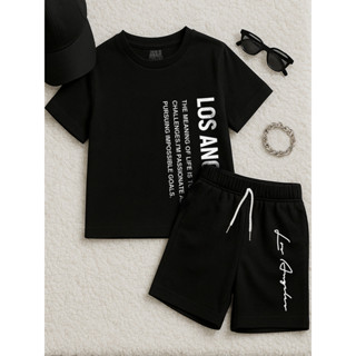 Look Infantil Cidadde Los Angeles Escrito Conjunto Camiseta Estampada e Bermuda Algodão 4 a 16 Anos em Oferta na Shopee