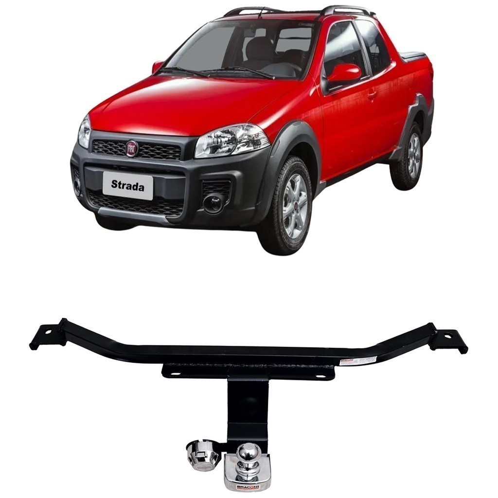 Engate Reboque Fixo Fiat Strada 2014 A 2022 Aco Capacida Carga 450kg Peça