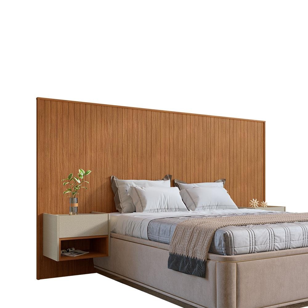 Cabeceira Queen com 2 Mesas de Apoio Florença 2 GV Cedro e Off White - Home & Living